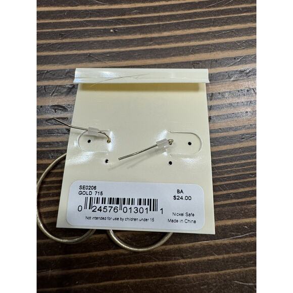 THE SAK GOLD Asymmetrical Hoop Earrings NICKEL SAFE NWT - Picture 2 of 2